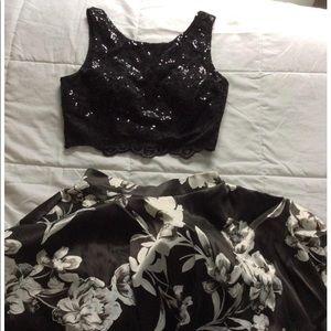 Two piece black dress